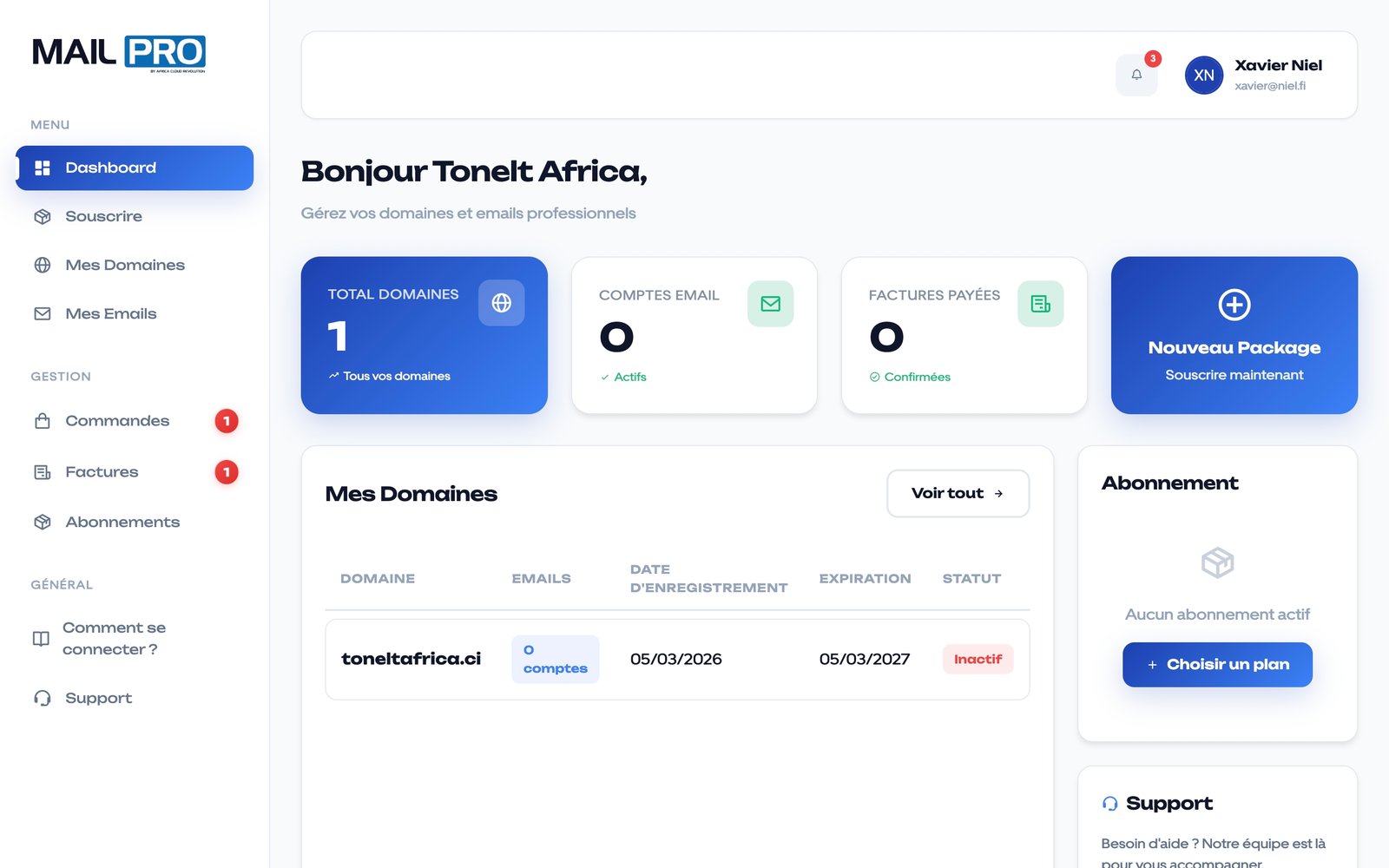 Email professionnel Côte d'Ivoire - Messagerie entreprise africaine avec domaine personnalisé